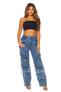 Multi Pocket Denim Cargo Pants by The House of Stylez