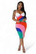 Multicolor Bra Cup Midi Dress by The House of Stylez
