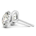 14k White Gold Round Prong Halo Style Earrings (1 cttw) by Bids.com