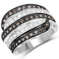 0.80 Carat Genuine Brown Diamond and White Diamond .925 Sterling Silver Ring by Bids.com