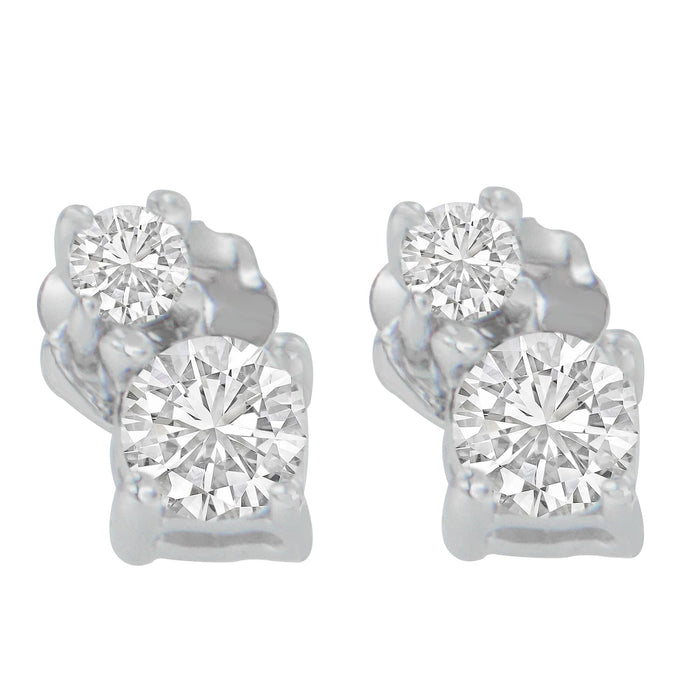 14K White Gold 1/2 cttw Round Cut Diamond Earrings (H-I, SI2-I1) by Bids.com