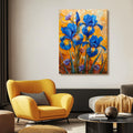 HTTART Blue Iris Flower Oil Painting Wall Art Van Gogh Style 12x16 Set of 3 by Deal US