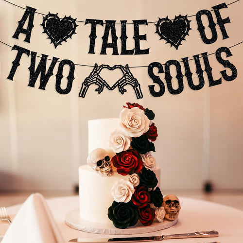 LOVELY BITON A Tale of Two Souls Halloween Wedding Banner Black Paper by Deal US