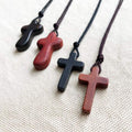 Sandalwood Wooden Cross Pendant Necklaces for Women Men Handcrafted Gift Wood Ha