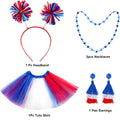 Hicarer 80s Women Tutu Set Pom Pom Headband Necklaces Earrings Red Blue White M by Deal US