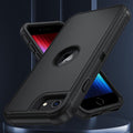 3-Layer Heavy Duty Full-Body Protective Case with HD Screen Protector for iPhone SE 2022/2020 4.7" Black by Merch Section