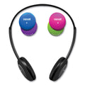 Maxell Kids Safe Headphones with Inline Microphone, 4 ft Cord, Black with Interchangeable Pink/Blue/Silver Caps