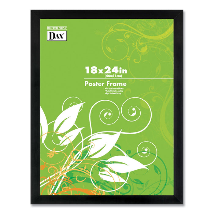 DAX Flat Face Wood Poster Frame, Clear Plastic Window, 18 x 24, Black Border
