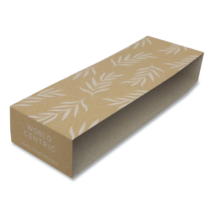 World Centric Fiber Container Sleeves, World Centric Leaf Design, 7.5" x 10" x 3.25", Natural, Paper, 800/Carton
