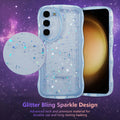 for Samsung Galaxy S23 5G Case 6.1",Cute Curly Wave Case with Star Glitter,Clear