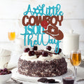 VQOUZVSR A Little Cowboy Is On The Way Cake Topper Blue Glitter Boy by Deal US