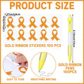 PullCrease Childhood Cancer Awareness Kit 400 Pcs Gold Ribbon Pens Bracelets by Deal US