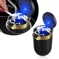Kewucn Car Ashtray with Lid Portable Stainless Steel LED Blue Light Gold by Deal US