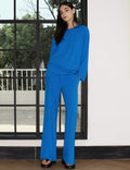 C202 Women's Two Piece Tracksuit Sweatsuit Neon Blue Rayon Blend Size S by Deal US
