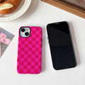 with iPhone 13/14 Case, Cute Aesthetic Fashion Colorful Checkered Cov