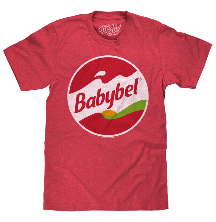 Babybel Snack Cheese Logo T-Shirt - Red Heather by Tee Luv