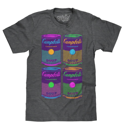 Campbell's Soup Can Pop Art T-Shirt - Charcoal Gray by Tee Luv