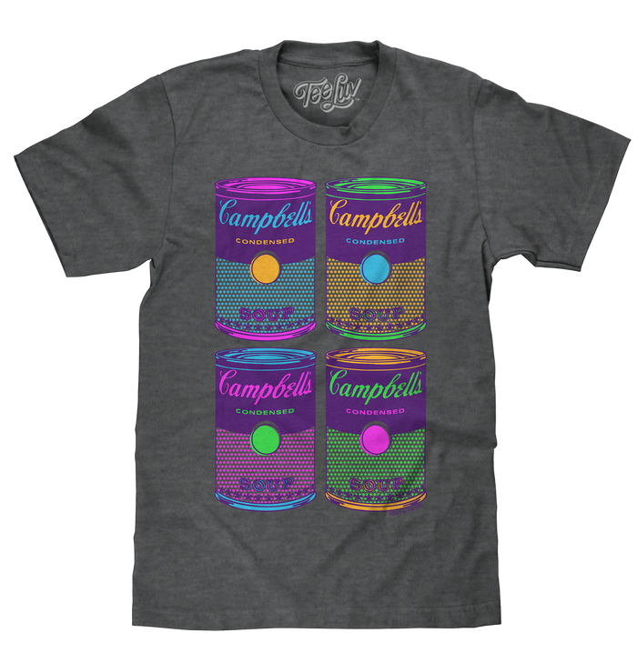Campbell's Soup Can Pop Art T-Shirt - Charcoal Gray by Tee Luv
