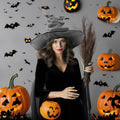 JenPen 2 Pcs Large Halloween Witch Hat Women Velvet Ruched Wide Gray One Size by Deal US