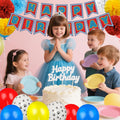 TRBSXRT Cartoon Birthday Decorations Gold Red Blue Foil Fringe Curtains Balloons by Deal US