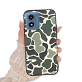 Camo Leopard Phone Case for Motorola Moto G Play 2024 6.5",Cool Retro Army Green