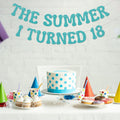 Nesinpa The Summer I Turned 18 Banner Blue Glitter 18th Birthday Party by Deal US