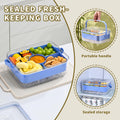 Hegrish Fruit Ice Serving Tray Clear Light Blue 4 Compartments with Lid by Deal US