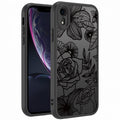 Flower Phone Case Compatible with iPhone XR, Rose Aesthetic Black Line Art