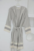 Cotton Gray & White Bathrobe by NoaPure.com