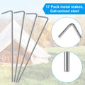 Oligei 17 Pack Heavy Duty Metal Tent Stakes Silver 18in Outdoor Use by Deal US