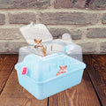 Totority Panoramic Sunroof Hamster Carrier Cage Sky-Blue Portable Plastic by Deal US