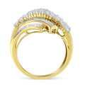 10K Yellow Gold 1.0 Cttw Round & Baguette Cut Diamond 64 Stone Bypass Style Channel Set Modern Statement Ring (H-I Color, SI1-SI2 Clarity) - Size 6 by Bids.com