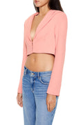 Forever 21 Plunging Hooded Cropped Blazer Pink Size XS by Deal US