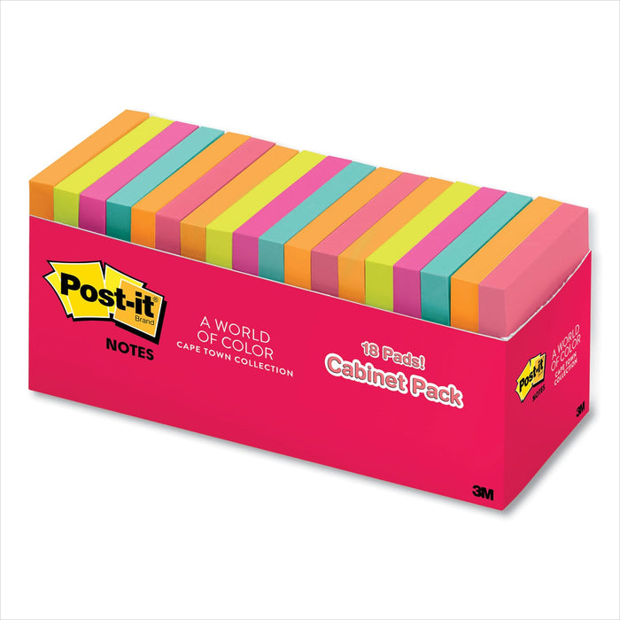 Post-it Original Pads in Poptimistic Colors, Cabinet Pack, 3 x 3, 100 Sheets/Pad, 18 Pads/Pack