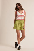 Striped Knit V-Neck Tank Top: Cherry by Boutique 23