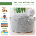 HIGOGOGO Round Faux Fur Stuffed Pouf Ottoman 26x18 Light Grey by Deal US