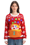 MGparty Women's Ugly Christmas Sweater Light Up Pullover Red Size M by Deal US