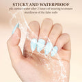 KBS Designer Handmade Press On Nails Blue Short French Tip Almond 16 Sizes Kit by Deal US