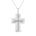 .925 Sterling Silver Prong-Set Diamond Accent Bold Cross 18" Pendant Necklace (I-J Color, I1-I2 Clarity) by Bids.com