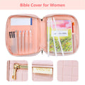 VICUTU Bible Cover Case for Women with Handle Pink Soft Quilted Carrying Bag by Deal US