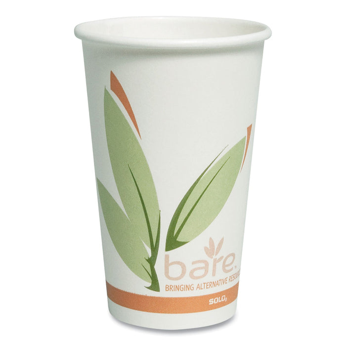 Dart Bare by Solo Eco-Forward Recycled Content PCF Paper Hot Cups, 16 oz, Green/White/Beige, 1,000/Carton