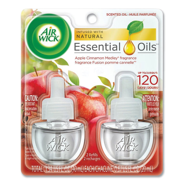 Air Wick Scented Oil Refill, 0.67 oz, Apple Cinnamon Medley, 2/Pack, 6 Packs/Carton