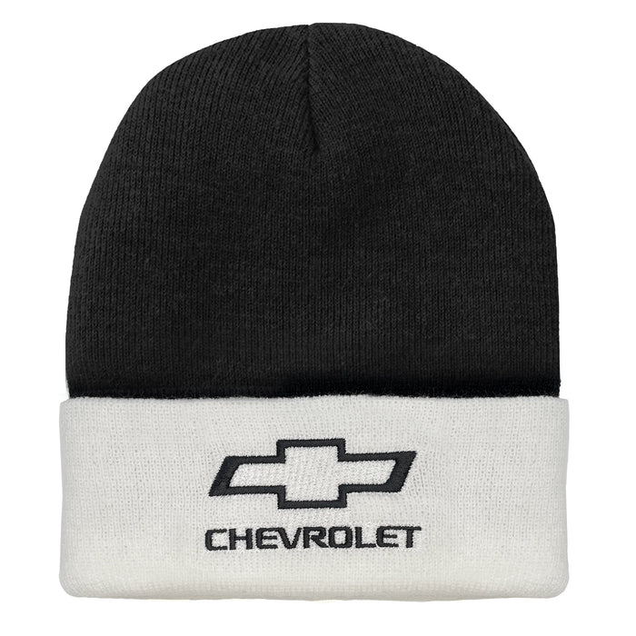 Chevrolet Bowtie Beanie - White and Black by Tee Luv