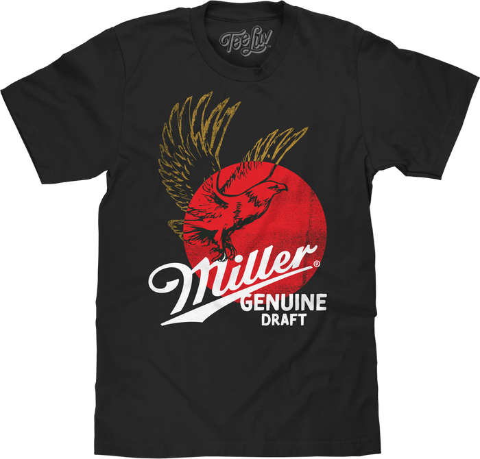 Miller Genuine Draft Eagle T-Shirt - Black by Tee Luv