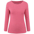 LilyCoco Womens Striped Long Sleeve Boat Neck Shirt Red Size M by Deal US