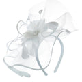 Needzo White Floral Feather Mesh Fascinator Headband Hair Clip One Size by Deal US