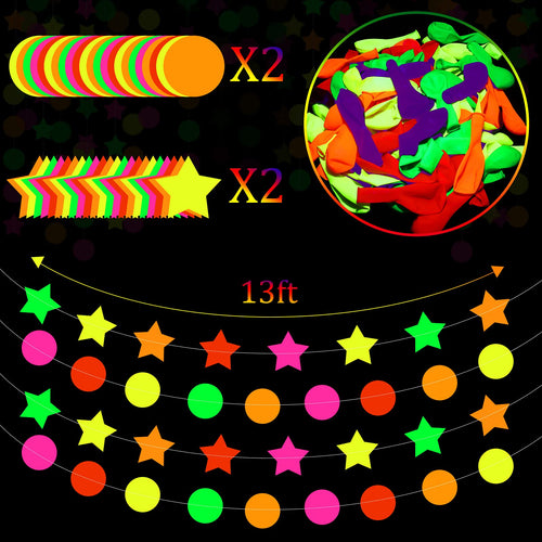 Sumind Halloween Neon Balloon Arch Kit 100 Pcs 53ft Glow Black Light Polka Dot by Deal US