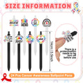 Epakh 24 Pcs Cancer Awareness Ribbon Ballpoint Pens Black Ink White Black by Deal US