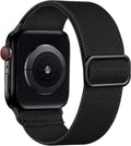 Lerobo Compatible with Apple Watch Band 44mm 46mm Series 11 10 9 8 SE Ultra 3 2 1 42mm 45mm 49mm for Men iWatch Bands Womens Series 7 6 5 4 3 SE2 SE3, Elastic Nylon Solo Loop Sport Strap, Black