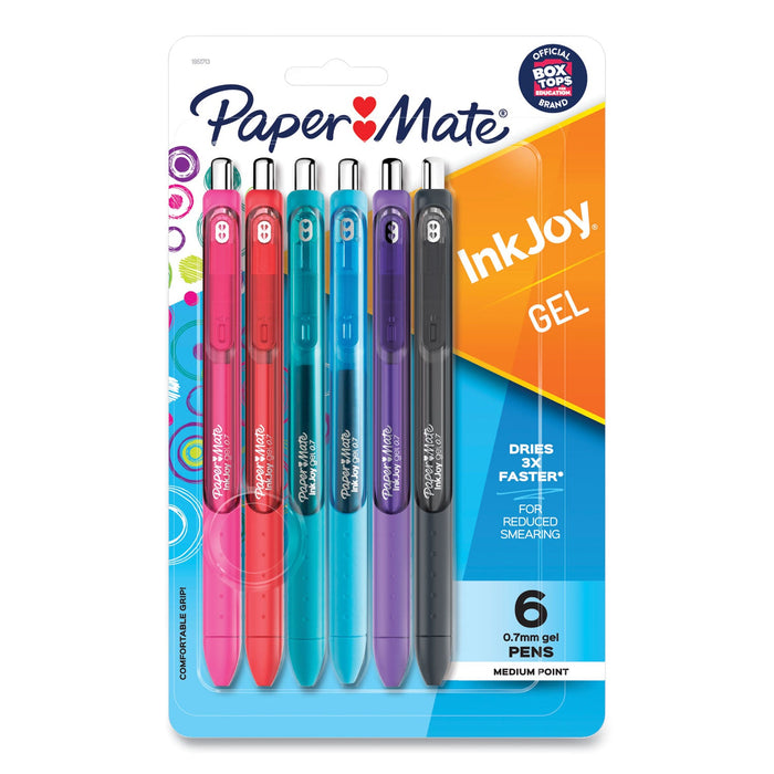 Paper Mate InkJoy Gel Pen, Retractable, Medium 0.7 mm, Assorted Ink and Barrel Colors, 6/Pack